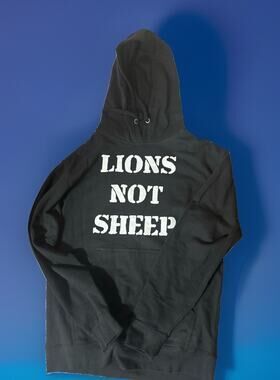 Lions Not Sheep Black Pullover Hoodie Sweatshirt Men's M LNS Patriot